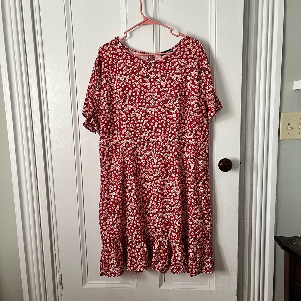Red floral dress